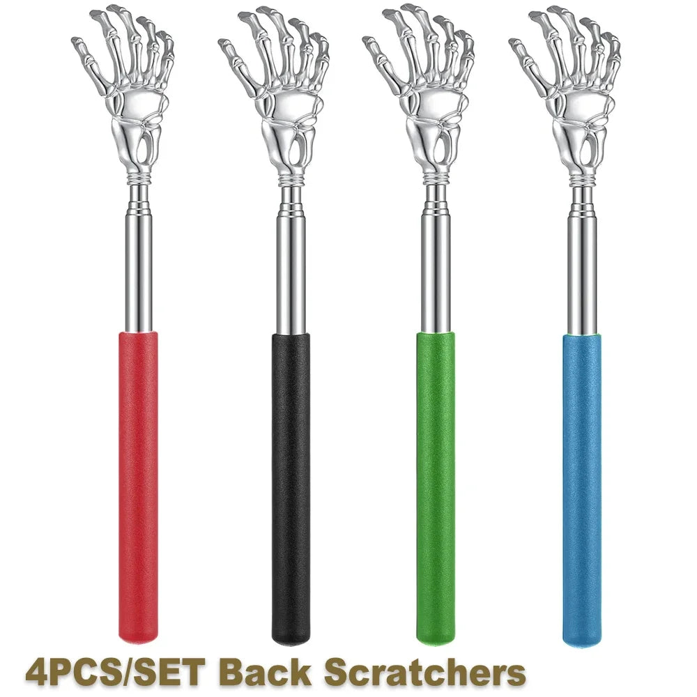 1PC Extendable Back Scratcher Stainless Steel Portable Telescopic Rubber Handle Back Scratchers For Halloween Christmas