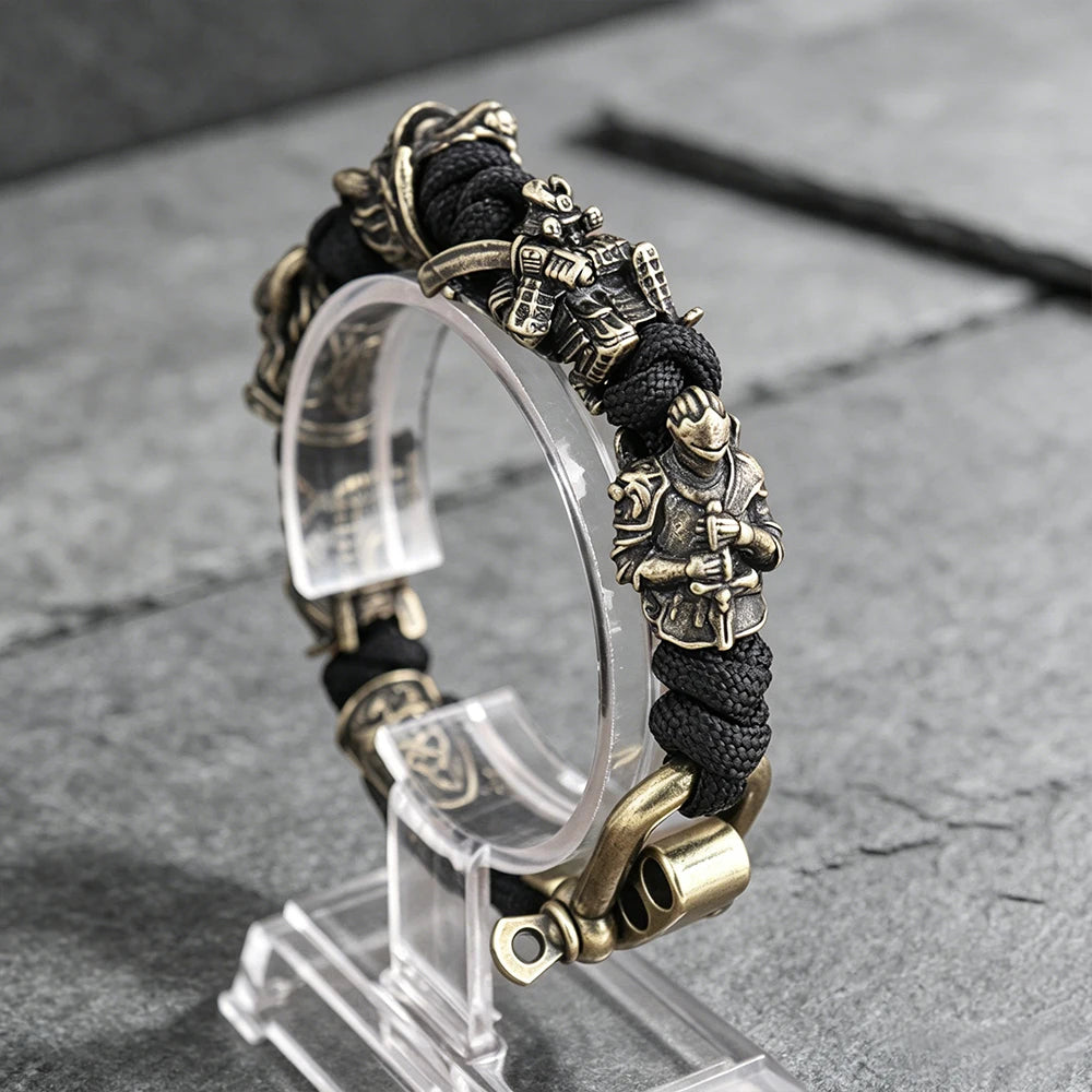 New Hannya Mask Lanyard Bracelets for Men Boy Gift Adjustable Outdoor Survival Paracord Bangles Handmade Jpanese Samurai Jewelry