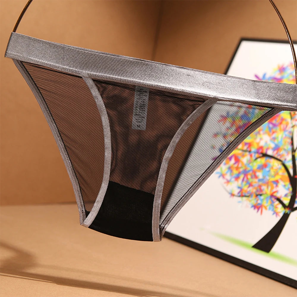 Women's Underwear see Through Seamless Panties Wide Brimmed Mesh Sheer Sexy Lace Ladies Light Girls Low Waist Briefs