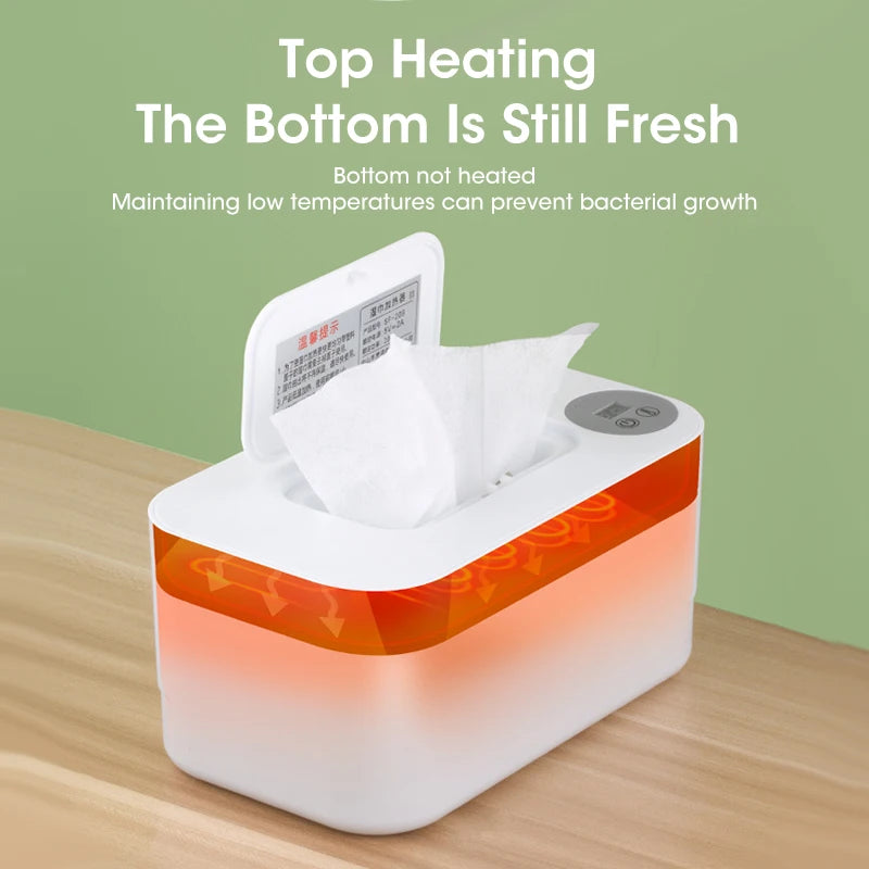 Baby Wet Wipes Heater LED Display Wet Wipes Dispenser Portable USB Charging Wipe Heater Car Home Wet Wipes Napkins Heating Box