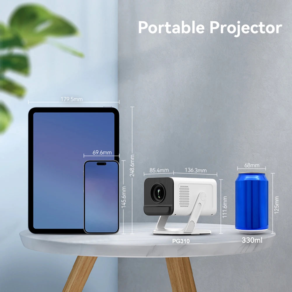 PROGAGA PG310 Mini Portable Projector 4K 1080P 720P Android 300Ansi BT5.4 Projetor PG310 Smart Home Theater Outdoor Video Beamer