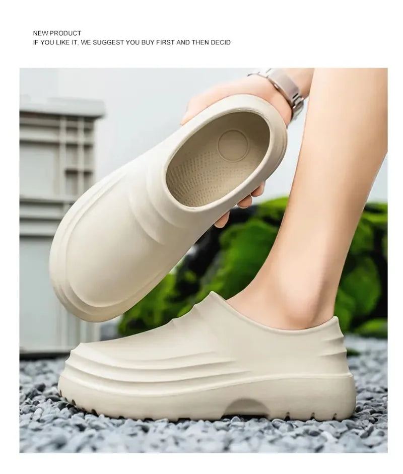 Men's Chef Shoes Summer Spring and Autumn Slippers Men Kitchen Shoes Couple Waterproof Shoes Women Chef Shoes EVA Man Sandals
