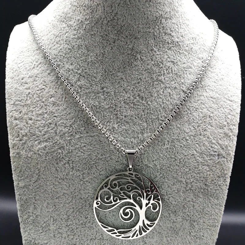 Tree of Life Collar Stainless Steel Necklace for Women Men Chain Necklace Jewellery Arbre De Vie Acier Inoxydable N842S01