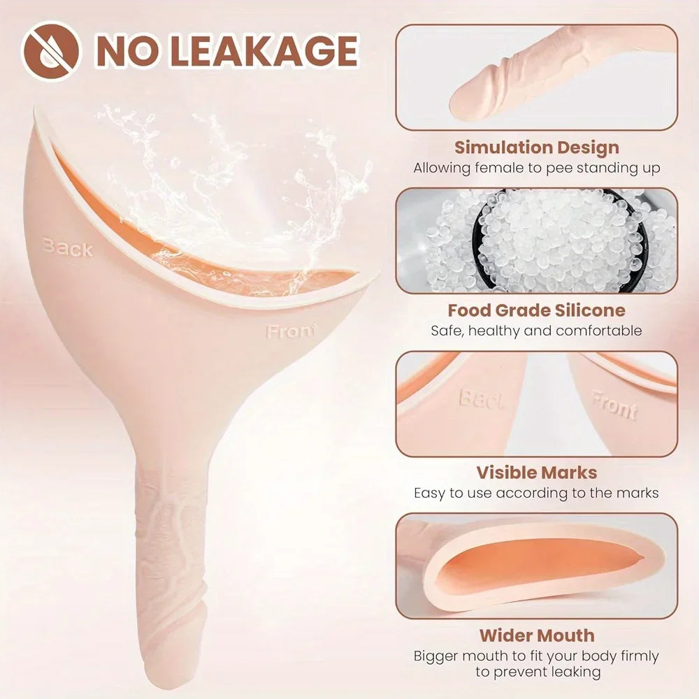 Female Urination Device Portable Stand Up Urinal with Storage Pouch Hygienic Travel Companion for Outdoor & On-The-Go Use