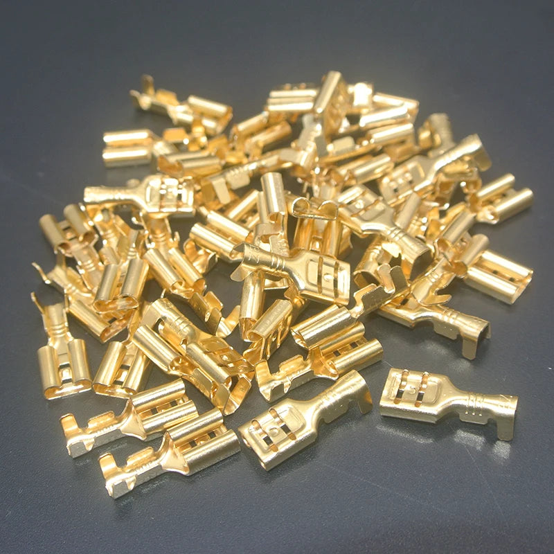 200PCS/100Pairs 2.8mm 4.8mm 6.3mm Female Spade Crimp Terminals Electrical Sleeve Wire Wrap Connector for 22-16 AWG 0.5mm2-1.5mm2