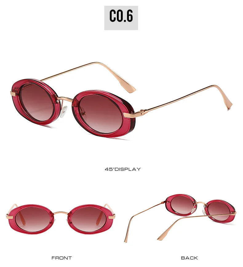 Fashion Small Oval Sunglasses Women Europe Popular Ins Cool Blogger Uv400 Sun Glasses Brand Designer