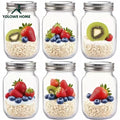 6Pcs, 12Pcs, 500Ml/16Oz, Glass Mason Jars, Glass Storage Jars, Kitchen Storage Containers, Glass Sealed Jars, Pickle Jars, Regular Sealing Lids, Suitable for Jam, Salad Dressing, Honey, Shower/Wedding Gifts