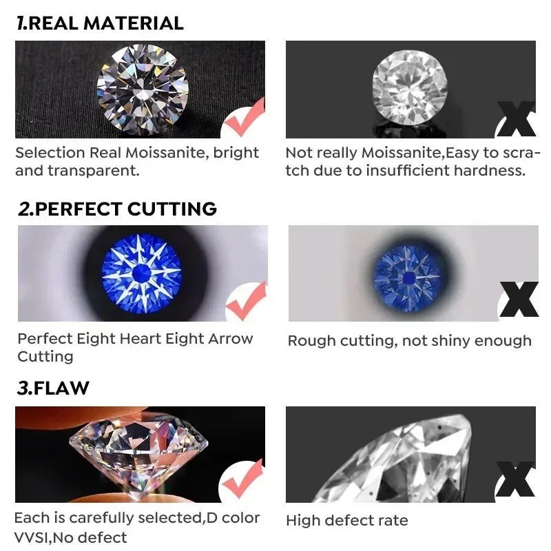 925 Sterling Silver Sparkling 1CT Real Moissanite Diamond Ring for Women Wedding Original High Quality Fine Jewelry