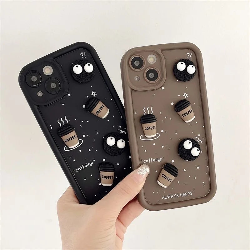 3D Coffee Toy Cartoon Multistep TPU Soft Phone Case for OPPO A60 A79 A78 A58 A38 A74 A54 A94 A76 A96 A57 A77S A15 A16 A17 A18