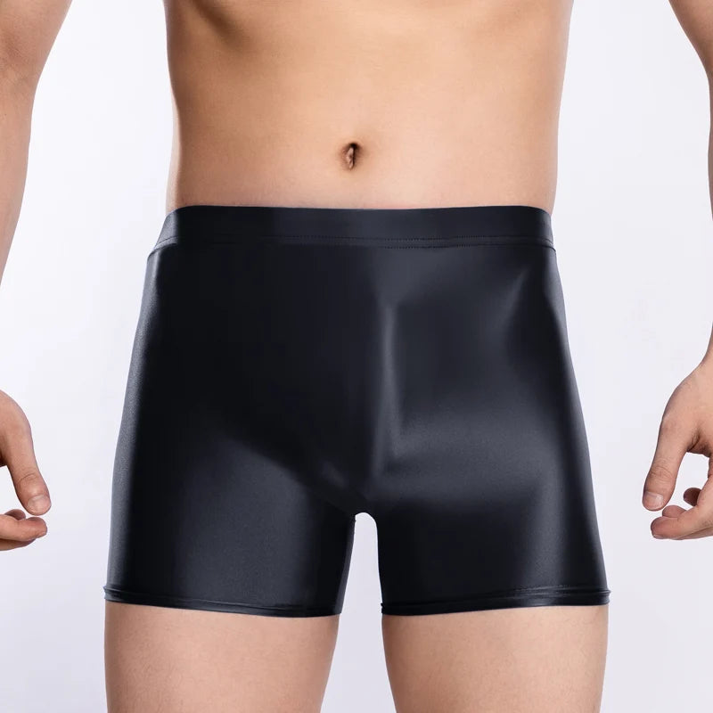 underwear men boxers  Mens Glossy Oily boxer shorts Elastic Underwear softThin Panties Breathable Underpants Smooth elasticity
