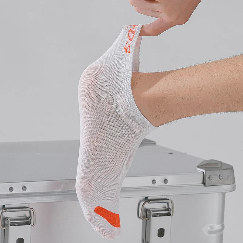 5 Pairs Men Bright Colored Ankle Socks Breathability Fashionable Casual Street Style Deodorizing Invisible Travel Running Socks