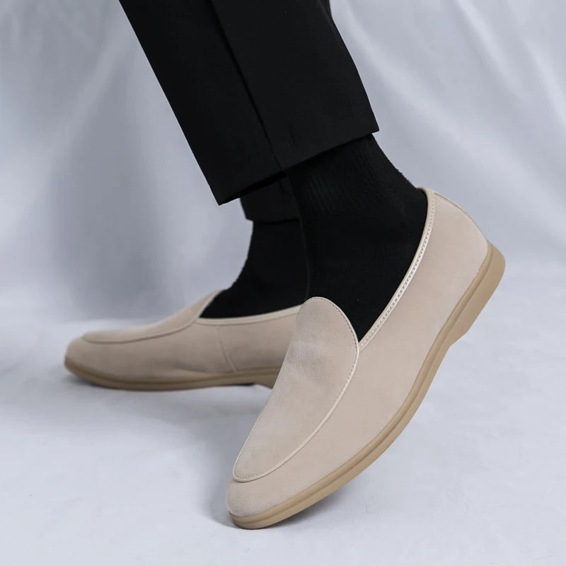 Autumn High-quality Suede Mens Loafers Simple Flat Casual Shoes Luxury Brand Nubuck Leather Outdoor Mocasin Party Wedding Shoes