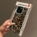 INS Brown Leopard Print Y2K Phone Case For iPhone 16 15 14 13 12 11 Pro Max Plus X XR XSMax Soft TPU Imitation Leather Cover
