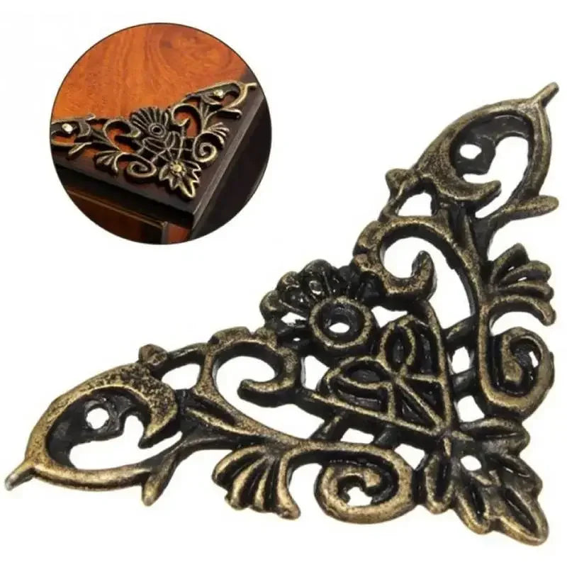 12pcs Antique Corner Protectors Vintage Box Corners Metal Edge Guards with Screws for Desk Furniture Book Album Craft Decoration