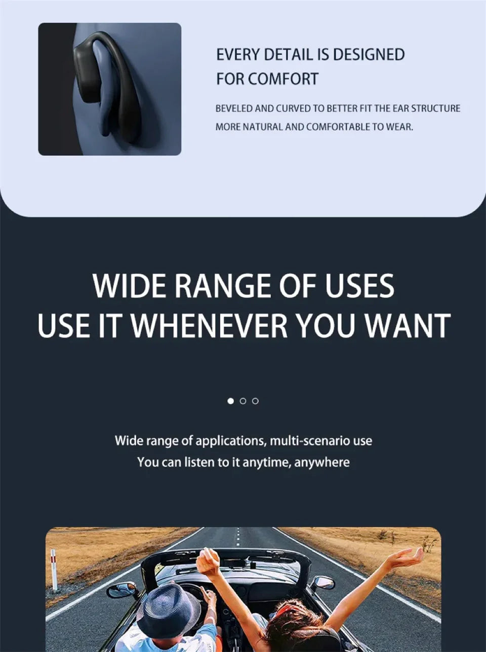Single One Ear Hook Bone Conduction Bluetooth Headset Wireless Open Ear Headphones With Built-in Microphone Noise Canceling Hand