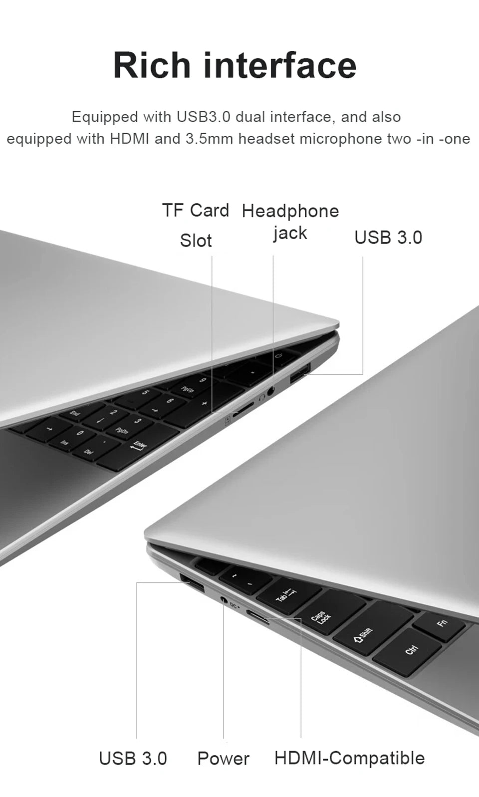 Intel N150 14.1" Gaming Laptop Windows 11 16GB RAM 1/2TB M.2 SSD Laptops 4K HD Desktop Office School Study Notebook Computer PC