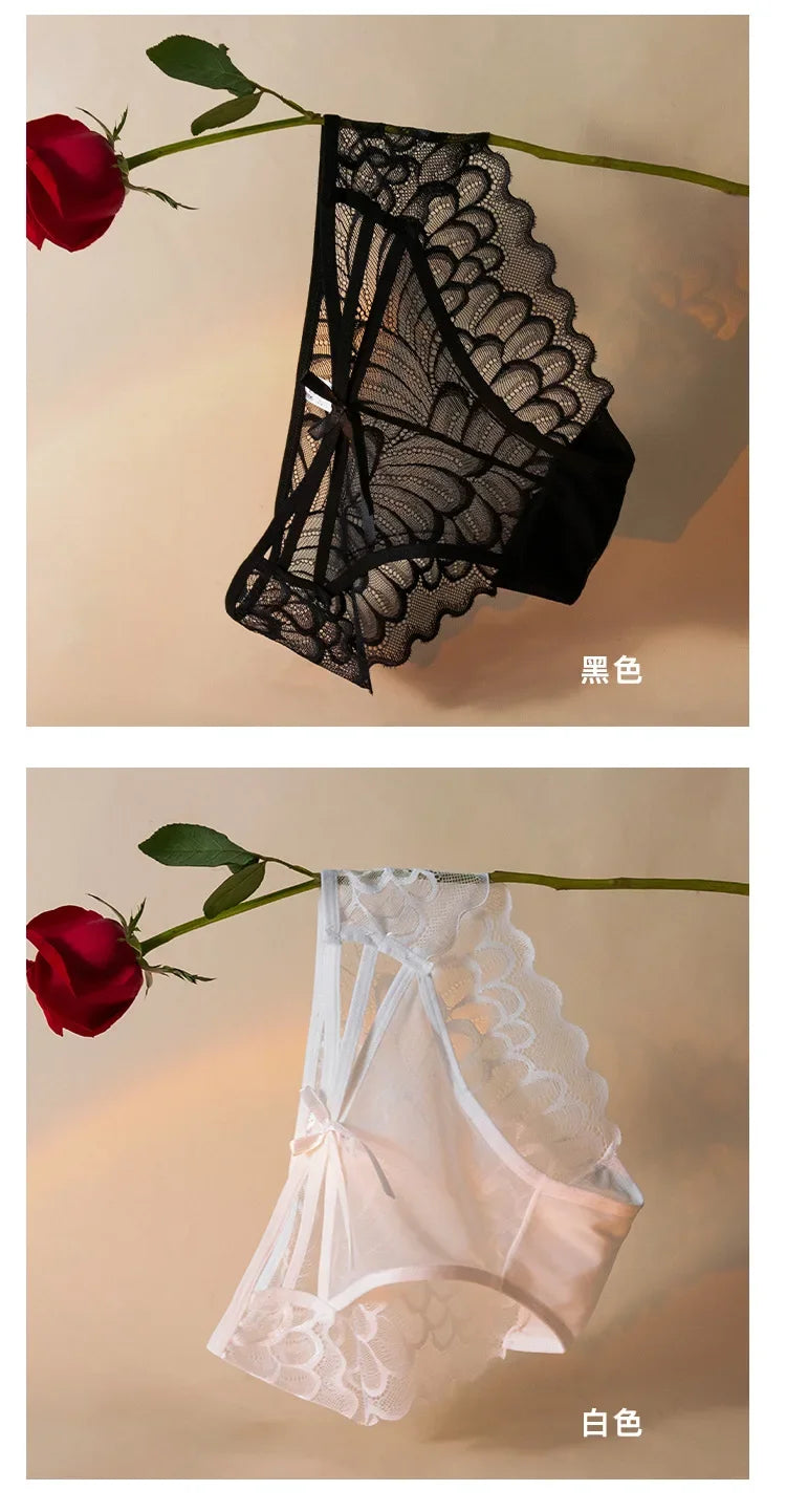 Women's Panties  Thin Lace Hollow Mesh Low Waisted Seamless  Triangle Panties Comfortable Underwear Hip Lifting