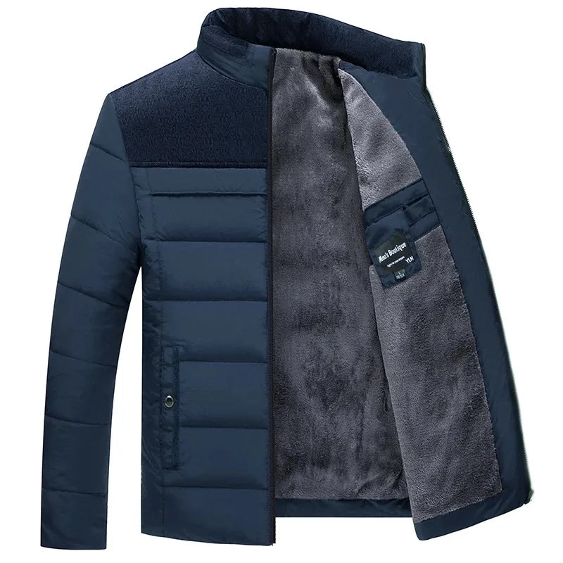 Puffer Jacket Men's Plush Thickened Parkas Stand Collar Jacket Men's Coat Winter Warm Thick Zipper Coat Padded Overcoat for Men