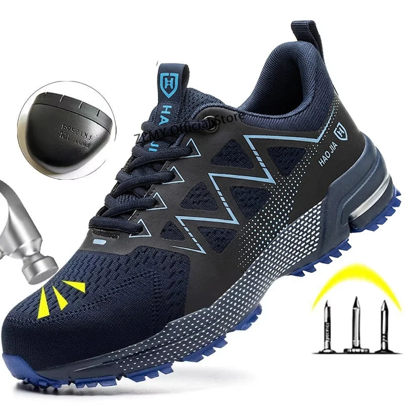 Sapatilhas de Segurança Antiesmagamento para Homem com Biqueira de Aço, Sola Antiperfuração, Respiráveis, Botas de Trabalho, Calçado de Proteção de Moda para Construção