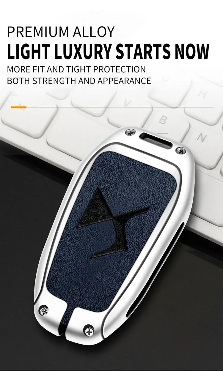 Zinc Alloy Car Key Case Cover Shell for DS DS7 DS5 DS6 DS9 New Energy DS4 Dias Protective Key Chain Bag Keyless Auto Accessories