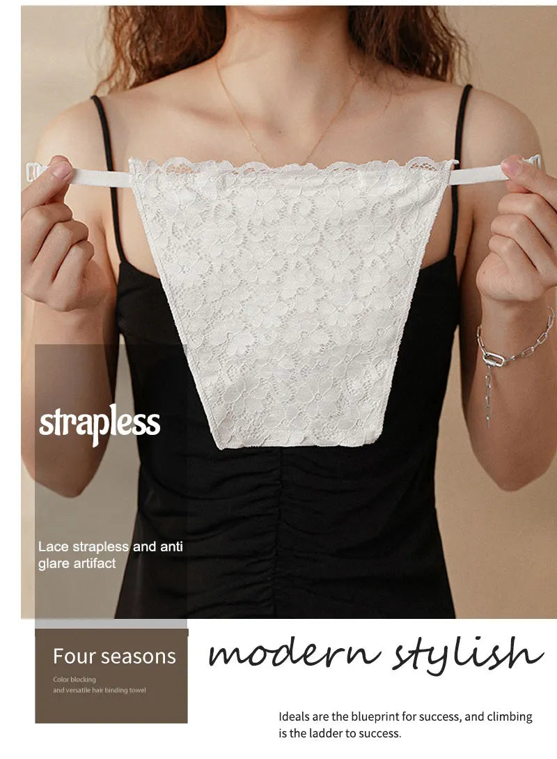 Summer Lace Strapless Collar Anti-slip Female False Collar Detachable Collar Cover for Low Neckline