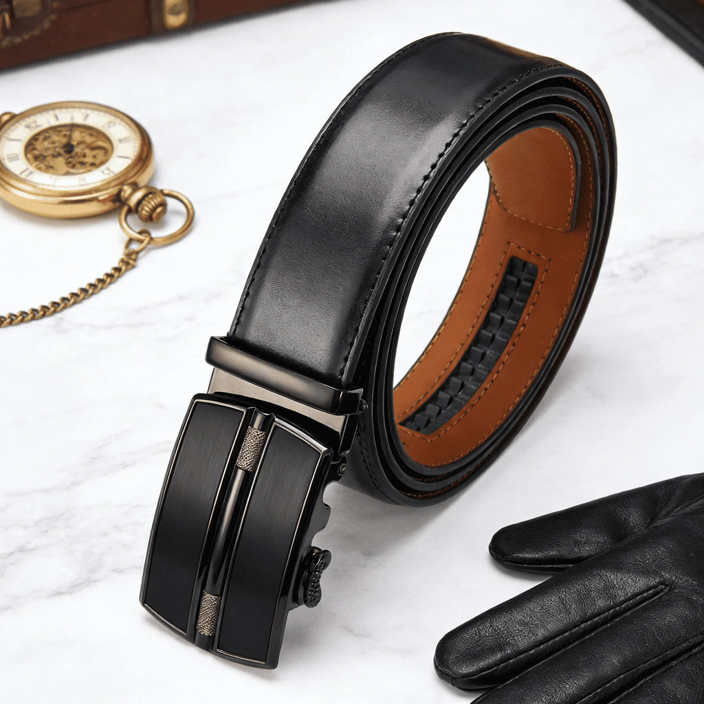 Men's Automatic Genuine Leather Luxury Belt Metal Automatic Buckle Male Waistband Designer High Quality Black Brown Waist Belts