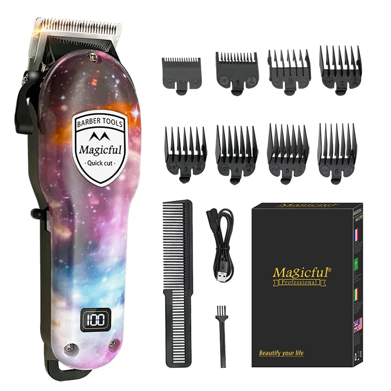 Magicful Hair Trimmer For Men Fashion Professional Hair Rechargeable Li-ion Battery Shavihaving Adjustable Electric Hair Clipper
