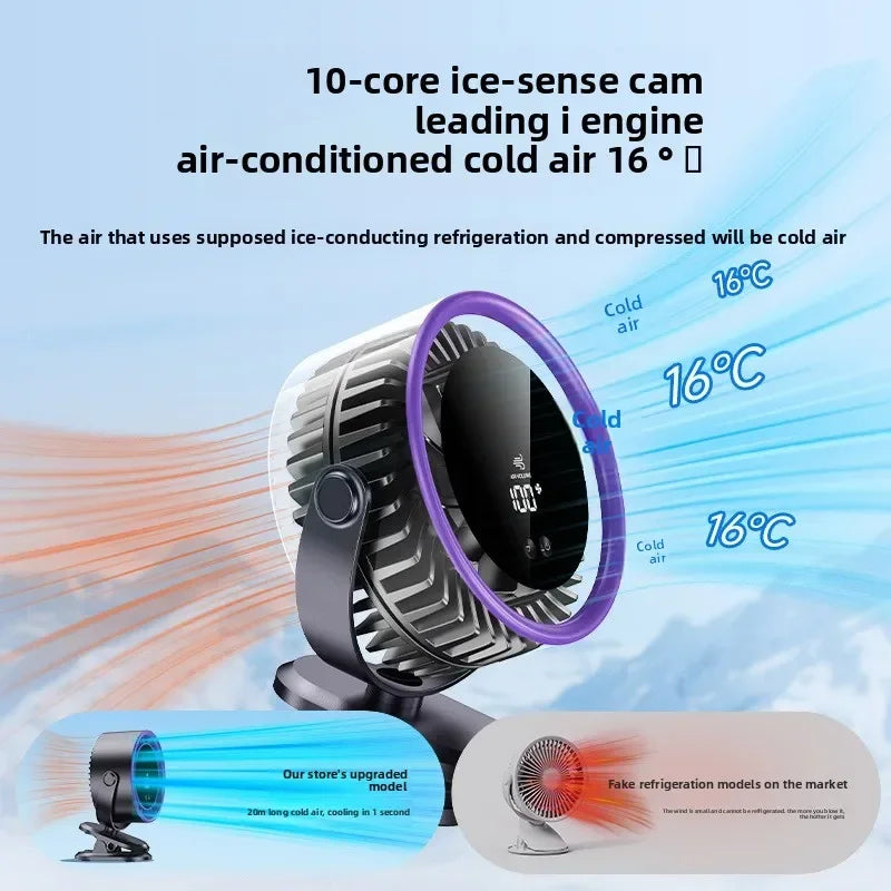 A little expert in life 100-Speed Desk Fan Clamp Fan LED Display Office Home Charge Wall-Mounted Hand-Free Fan