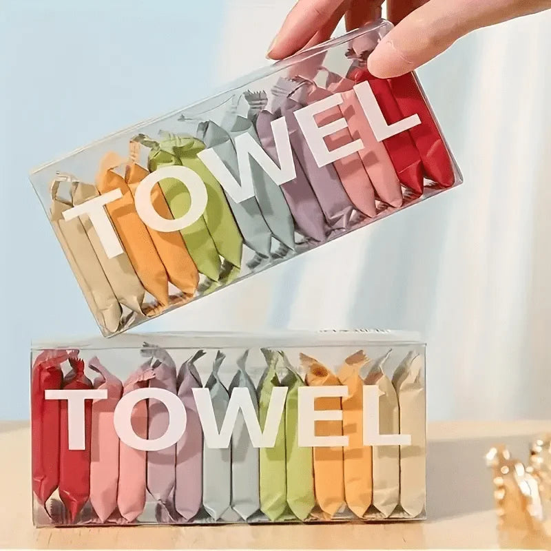 7/14pcs Compressed Towel, Disposable Travel Compressed Face Towel, Portable Thickened Cleaning Wet Wipes for Daily and Outing