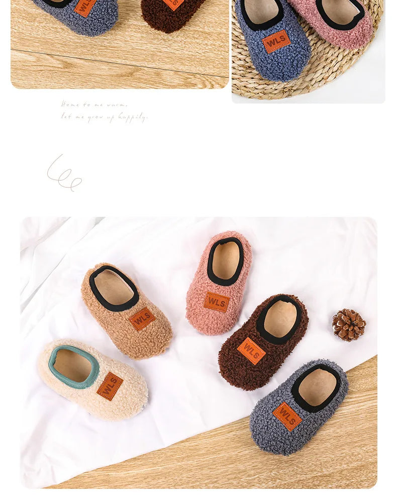 Autumn Winter Warm Baby Slippers Toddler Plush Floor Sock Shoes Boys Girls Soft Anti-slip Walking Shoes Indoor Home Kids Socks