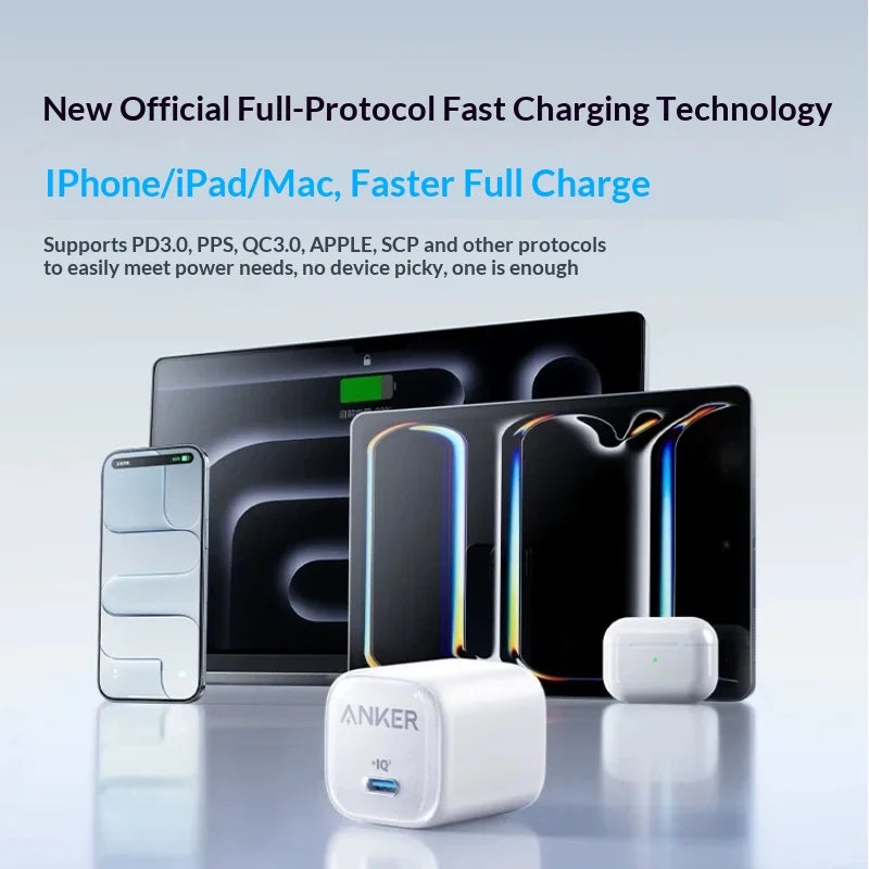 Anker 30w Pd Fast Charger Ice Sensing Usb C Wall Charger For Phone 16 Pro Max Phone 15 Pro Portable Mobile Phone Power Adapter