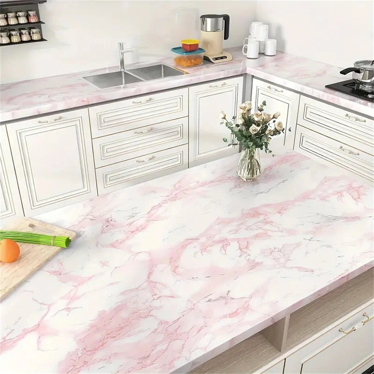 Marble Kitchen Oil-Proof Film Stove Waterproof Moisture-Proof Self-Adhesive Wallpaper Countertop Cabinet Renovation Tile Sticker
