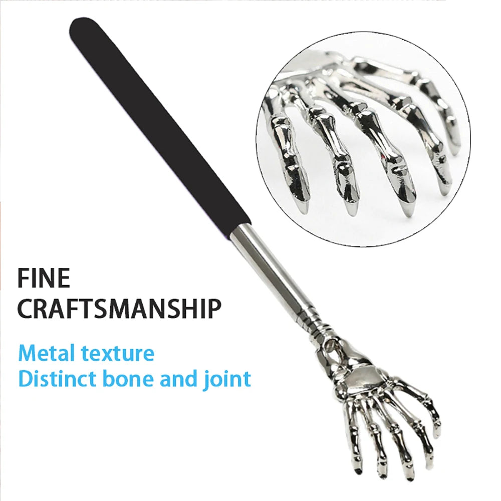1PC Extendable Back Scratcher Stainless Steel Portable Telescopic Rubber Handle Back Scratchers For Halloween Christmas