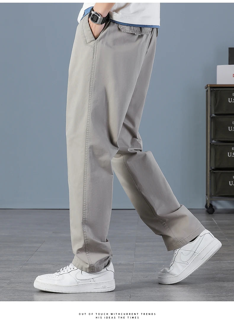 Calças Cargo de Homem Verão Primavera Algodão Roupa de Trabalho Novidade Tamanho Grande 6XL Casuais Escalada Joggers Calças de Treino Calças de Outono Hombre