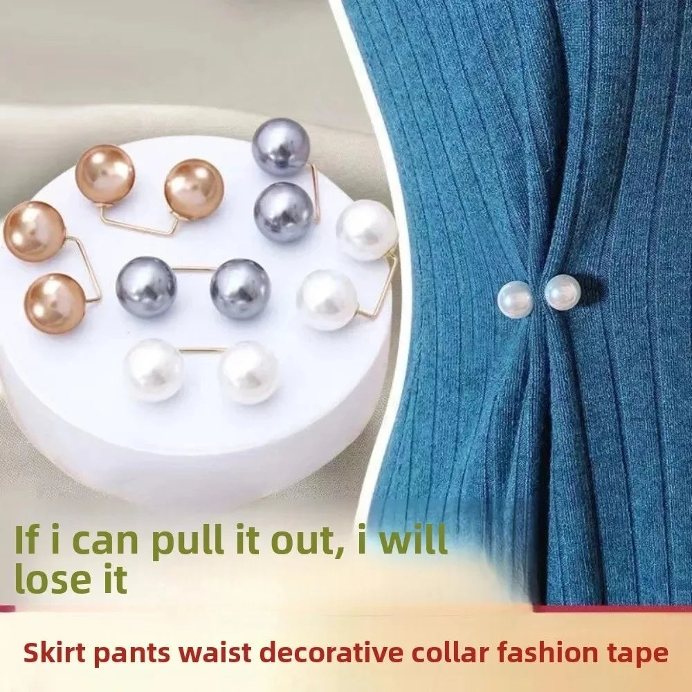 Double Pearl Pin Brooch For Women Clothing Dress Fixed Safety Pin Woman Brooch Accessories Pants Decoration Pearl Jewelry Clip