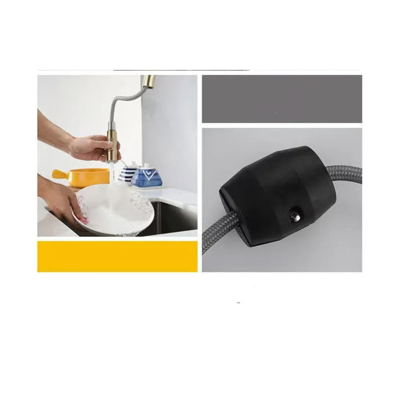 Black Kitchen Faucet Flexible Pull Out 2 Modes Nozzle Hot Cold Water Mixer Tap Deck Mounted Sprayer and Stream SUS 304 Faucets