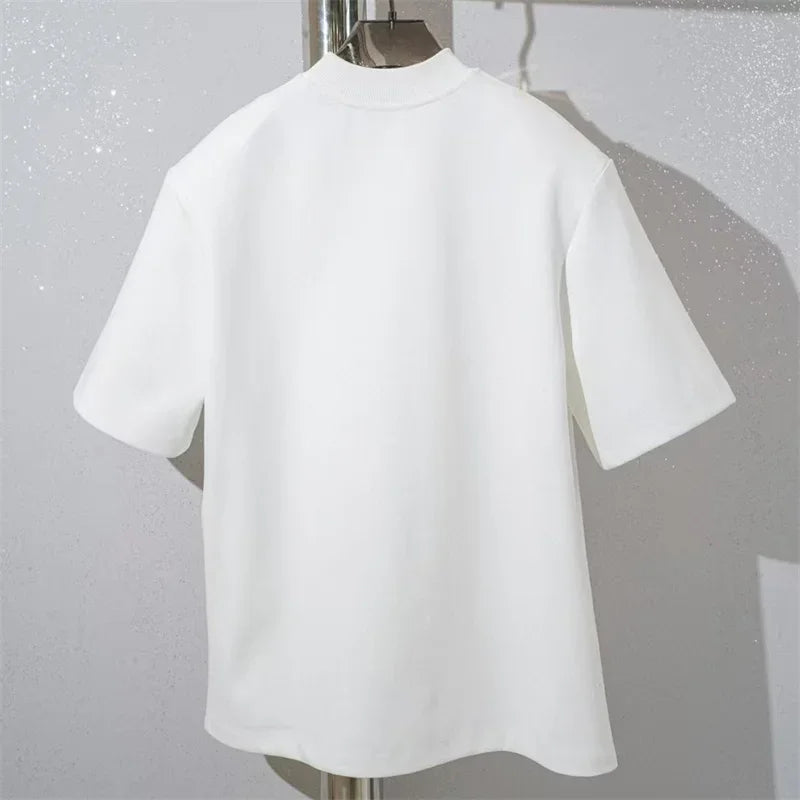 Women's t-shirt New letter embroidered round neck pullover for summer 2025 Couple style fit loose Cotton blend short sleeved top