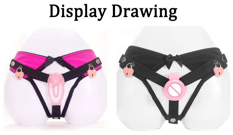 Sissy Training Pink ADJUSTABLE G-STRING For Fufu Clip, Chastiry Panties, Anti-Falling Harness for Male Chastity Cage