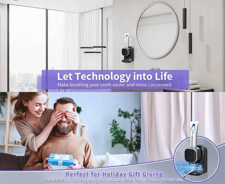Smart 3 Mode Automatic Sensor Electric Toothpaste Dispenser Wall Mounted USB Removable Toothpaste Squeezer Bathroom Accessories