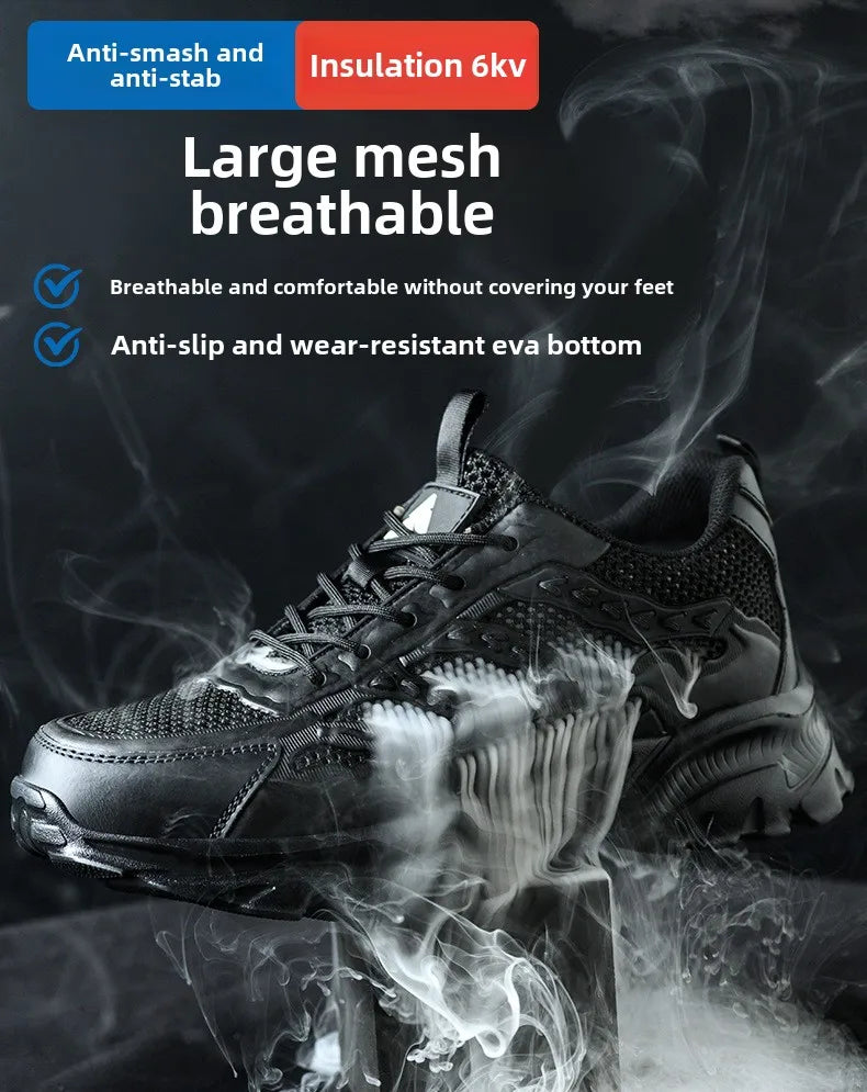 summer breathable safety shoes lightweight work shoes for men women working boots with plastic toe insulation 6KV work sneakers