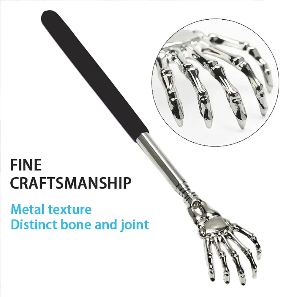 1PC Extendable Back Scratcher Stainless Steel Portable Telescopic Rubber Handle Back Scratchers For Halloween Christmas