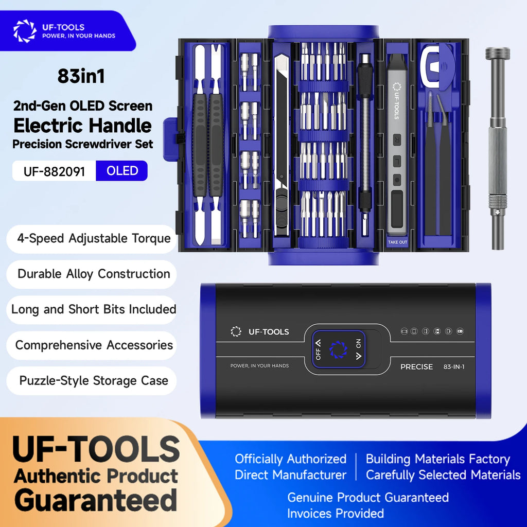 83 IN 1 Precision Electric Screwdriver Set Cordless 4 Levels Adjustable Comes Fill Light Rechargeable For IPhone Watch Camera PC
