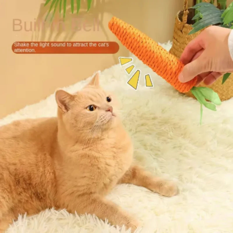 Brinquedo divertido para gatos em forma de cenoura, com textura para dentição e som, ideal para abraçar, resistente a mordidas e arranhões, artigos para animais de estimação para entretenimento interativo
