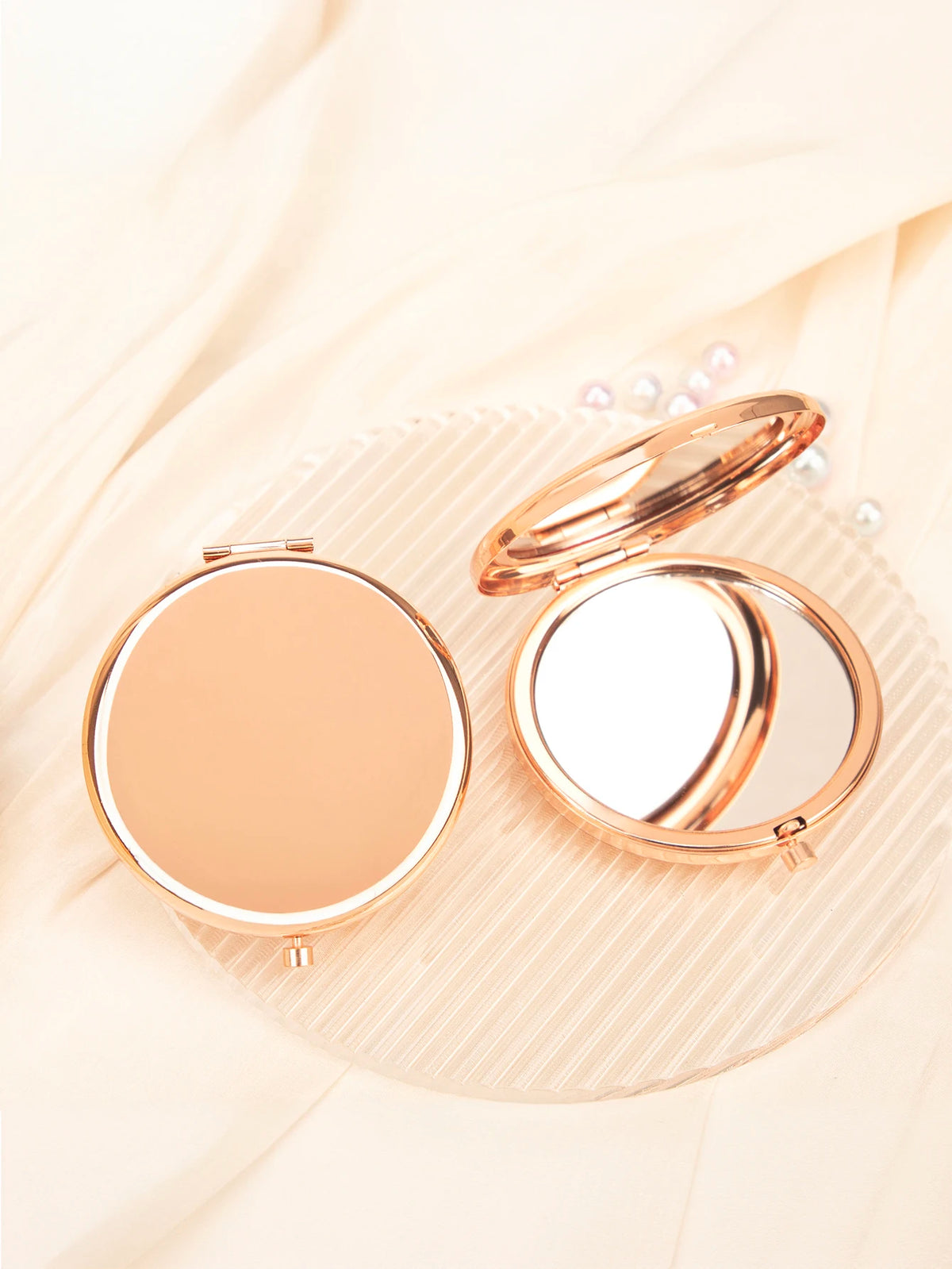 【2025 New】65 mm Round Double Sided Makeup Mirror - Portable Compact Handheld Makeup Mirror for Purse/Travel/Cosmetics