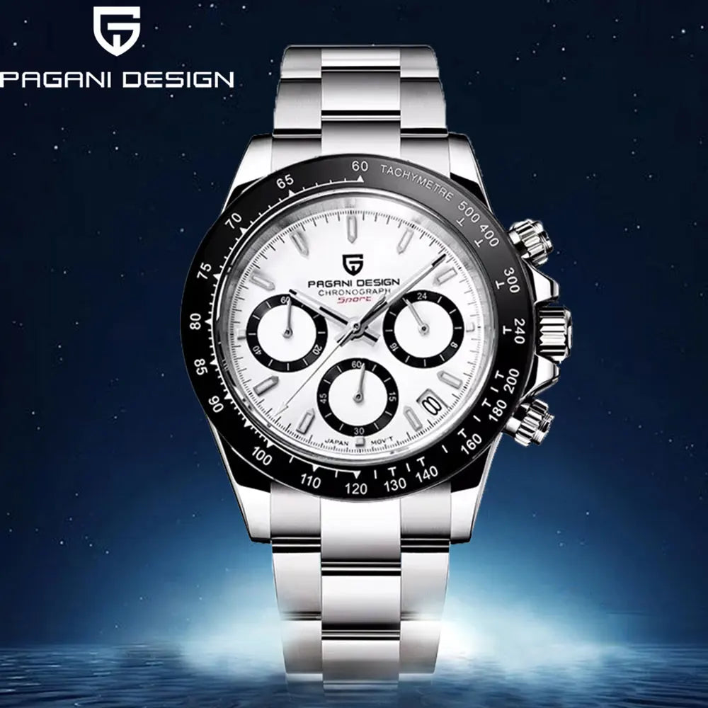 New 1644 PAGANI DESIGN 40mm Men Watch Multifunction Chronograph Sapphire Glass 100M Waterproof Quartz Watch for Men Reloj Hombre