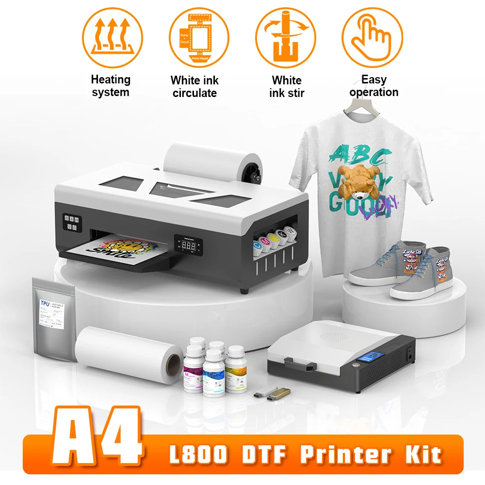 A4 DTF Printer Impresora A4 L800 DTF Printer Direct Film Printer Textile Fabric T-shirt Printing Machine for All Textile Fabric