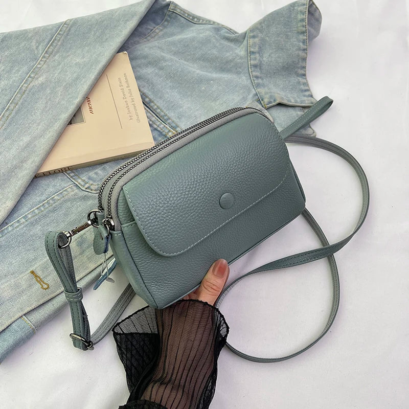 100% Genuine cowhide Women's Leather Mobile Phone Bag Crossbody Bags For Women Bag Designer Crossbody Bag Messenger Bags Sac