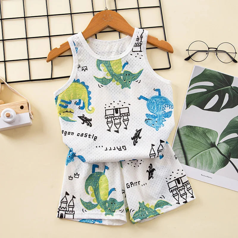 Toddler Baby Boy Pajamas Cotton Sets for Girls 0 to 1 2 3 4 5 6 7 8 9 Years Summer Children Pyjama Short Sleeveless Kids Pijamas
