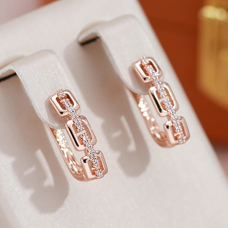 JULYDREAM Personality Chain Design Inlay White Zircon Gold Color Earrings for Women Party Wedding Jewelry Fashion Accessories