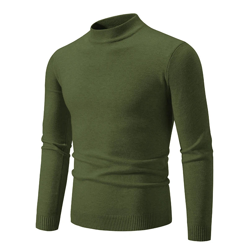 New Autumn Winter Designer Fashion Half Turtleneck Knitted Sweater High Quality Mens Casual Solid Color Warm Women Sweaters